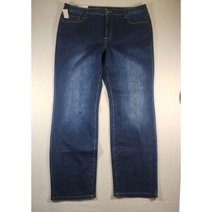 Members Mark Womens High Rise Straight Leg Jeans Dark Wash Blue Size 18 NWT